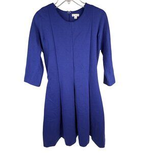 Gap Women's Flared Ponte Dress Scoop-Neck 3/4-Sleeve Fit & Flare Blue Size 6